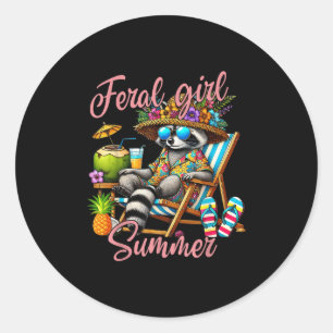 wild meisje zomer grappig meme wild wasbeer zomer ronde sticker