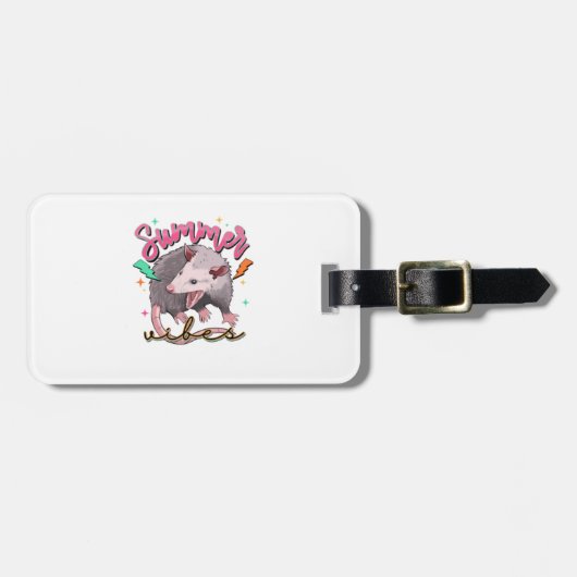 wild meisje zomer grappig opossum bagagelabel (Voorkant horizontaal)