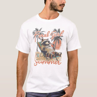 wild meisje zomer grappig Schattige wasbeer T-shirt