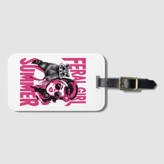  wild meisje zomer opossum grappige wasbeer bagagelabel (Voorkant (horizontaal))