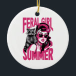 wild meisje zomer opossum grappige wasbeer keramisch ornament<br><div class="desc">wild meisje zomer opossum grappige wasbeer</div>