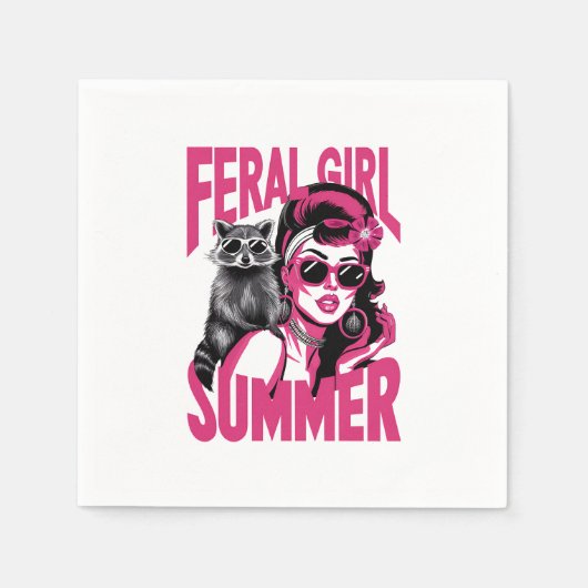  wild meisje zomer opossum grappige wasbeer servet (Voorkant)