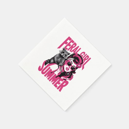  wild meisje zomer opossum grappige wasbeer servet (Hoek)