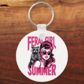  wild meisje zomer opossum grappige wasbeer sleutelhanger (Voorkant)