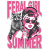  wild meisje zomer opossum grappige wasbeer sticker (Voorkant)