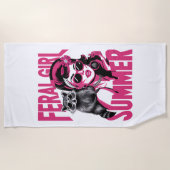  wild meisje zomer opossum grappige wasbeer strandlaken (Voorkant)