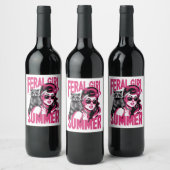  wild meisje zomer opossum grappige wasbeer wijn etiket (Flessen)