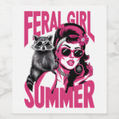  wild meisje zomer opossum grappige wasbeer wijn etiket (Enkel label)