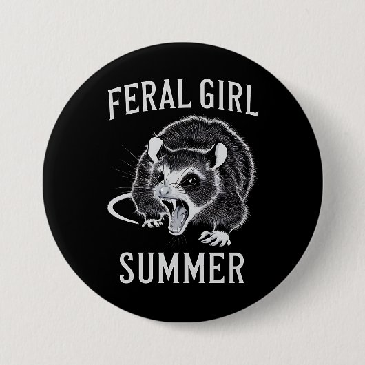 wild meisje zomer opossum ronde button 7,6 cm (Voorkant)