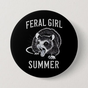 wild meisje zomer opossum  ronde button 7,6 cm