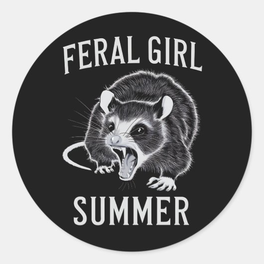 wild meisje zomer opossum  ronde sticker (Voorkant)