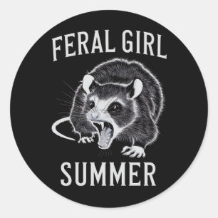 wild meisje zomer opossum ronde sticker