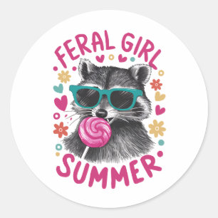 wild meisje zomer opossum ronde sticker