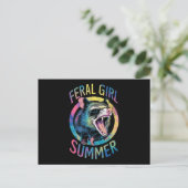 wild meisje zomer opossum tie dye wasbeer briefkaart (Staand voorkant)