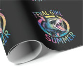 wild meisje zomer opossum tie dye wasbeer cadeaupapier (Rol Hoek)