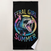 wild meisje zomer opossum tie dye wasbeer strandlaken (Voorkant)
