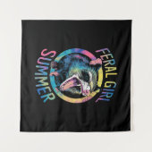 wild meisje zomer opossum tie dye wasbeer wandkleed (Voorkant (horizontaal))