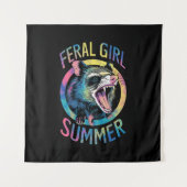 wild meisje zomer opossum tie dye wasbeer wandkleed (Voorkant)