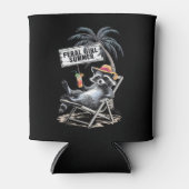 wild meisje zomer strand grappige wasbeer blikjeskoeler (Voorkant)