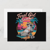 wild meisje zomer strand grappige wasbeer briefkaart (Voorkant / Achterkant)