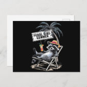 wild meisje zomer strand grappige wasbeer briefkaart (Voorkant / Achterkant)