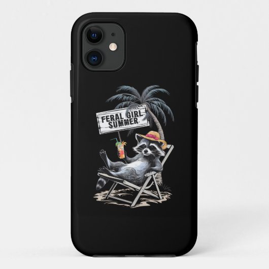 wild meisje zomer strand grappige wasbeer Case-Mate iPhone case (Achterkant)