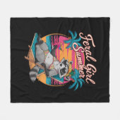 wild meisje zomer strand grappige wasbeer fleece deken (Voorkant (Horizontaal))