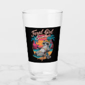 wild meisje zomer strand grappige wasbeer glas (Voorkant)