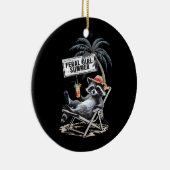 wild meisje zomer strand grappige wasbeer keramisch ornament (Rechts)