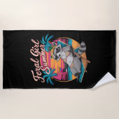 wild meisje zomer strand grappige wasbeer strandlaken (Voorkant)