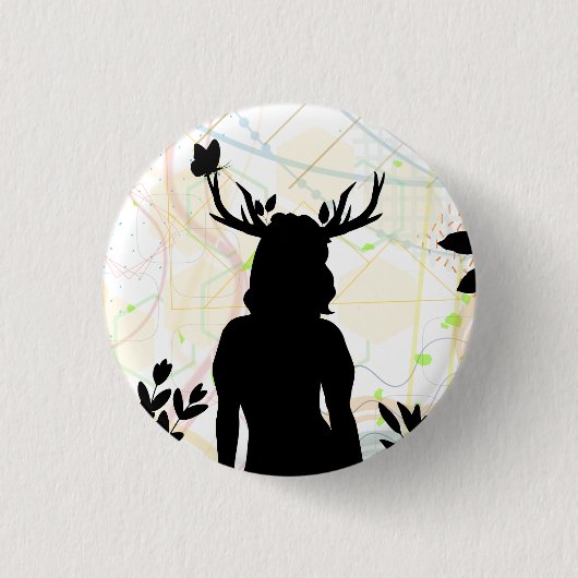 Wild met de natuur ronde button 3,2 cm (Voorkant)