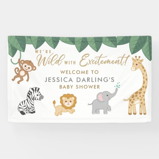 WILD met Excitement Safari Theme Baby shower Foa Spandoek (Horizontaal)
