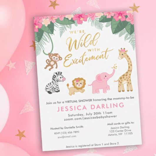 Wild met Excitement VIRTUAL baby shower Kaart