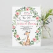 Wild met het baby shower van de opwinding Giraffe Kaart (Staand voorkant)