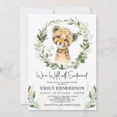 Wild met opwinding groen Leopard Baby shower Kaart (Voorkant)