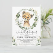 Wild met opwinding groen Leopard Baby shower Kaart (Staand voorkant)