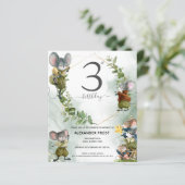 Wild Mice 3rd Birthday Party Invitation (Staand voorkant)