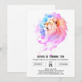 Wild Modern Lion Verjaardag Kaart (Voorkant / Achterkant)