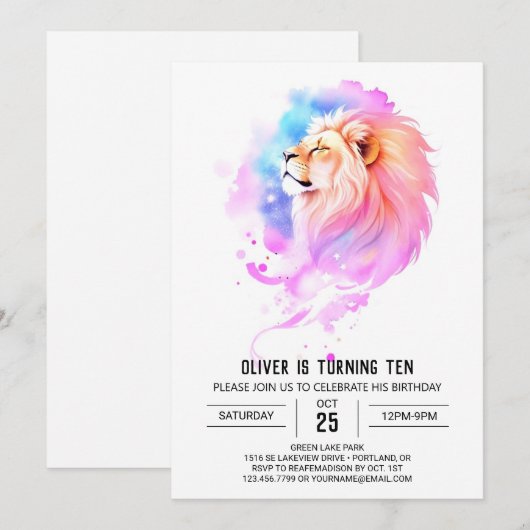 Wild Modern Lion Verjaardag Kaart (Voorkant / Achterkant)