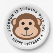 Wild Monkey Oerwoud Safari Dier Kids Verjaardag Papieren Bordje (Voorkant)