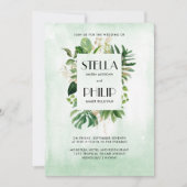 Wild monstera tropical gold leaves bruiloft kaart (Voorkant)