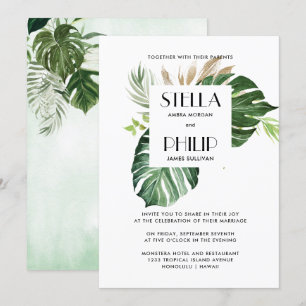 Wild monstera tropical vertrekt geometrische bruil kaart