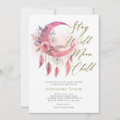 Wild Moon Kind Boho Dreamcatcher Baby Meisje Douch Kaart (Voorkant)