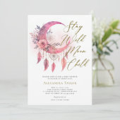 Wild Moon Kind Boho Dreamcatcher Baby Meisje Douch Kaart (Staand voorkant)