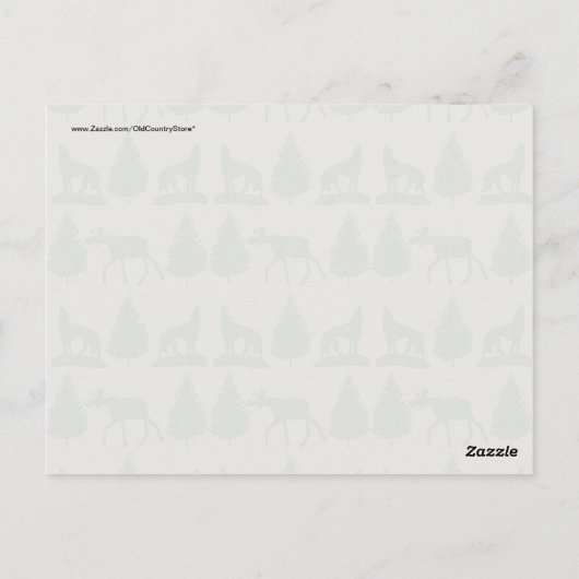 Wild Moose Wolves Pine Trees Rustic Tan Green Briefkaart (Achterkant)