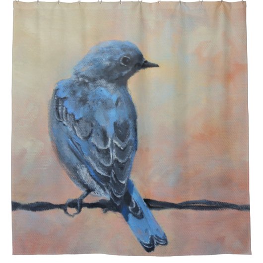 Wild Mountain Bluebird Fine Art Douchegordijn (Voorkant)