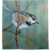 Wild Mountain Chickadee Fine Art Douchegordijn (Voorkant)