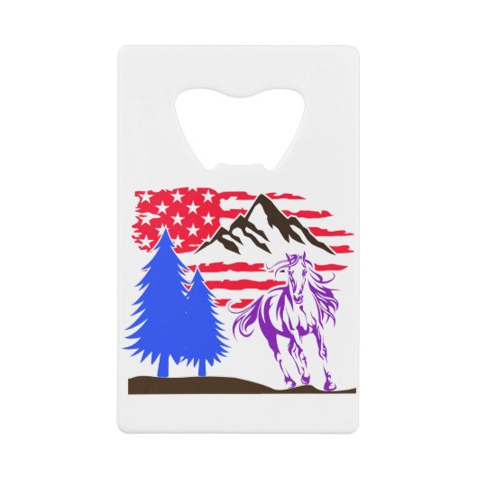 Wild Mountain Horse Galloping Creditkaart Flessenopener (Voorkant)