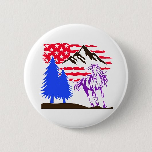 Wild Mountain Horse Galloping Ronde Button 5,7 Cm (Voorkant)