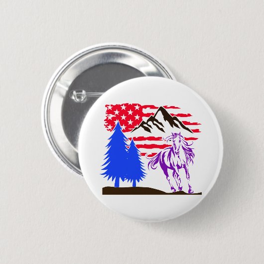 Wild Mountain Horse Galloping Ronde Button 5,7 Cm (Voorkant /achterkant)